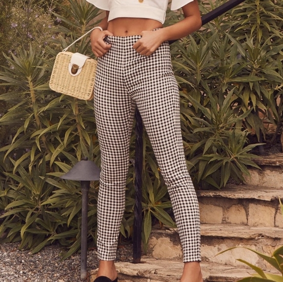 H&M Pants - H&M Gingham Stretchy Skinny Trouser Pants